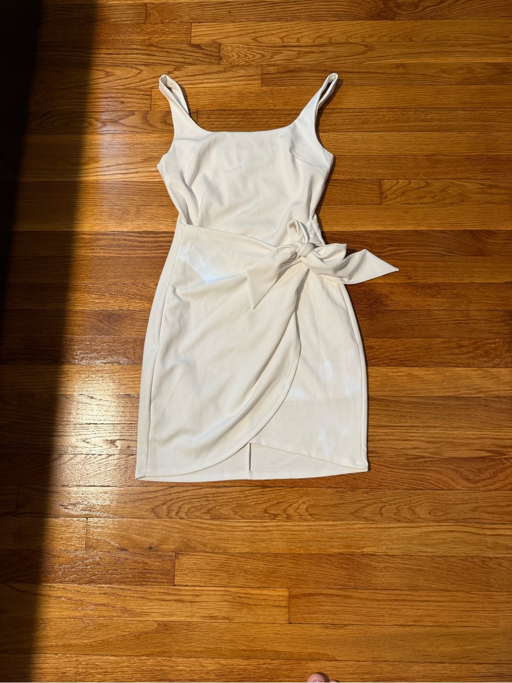 Express White Sleeveless Tie-Waist Mini Dress